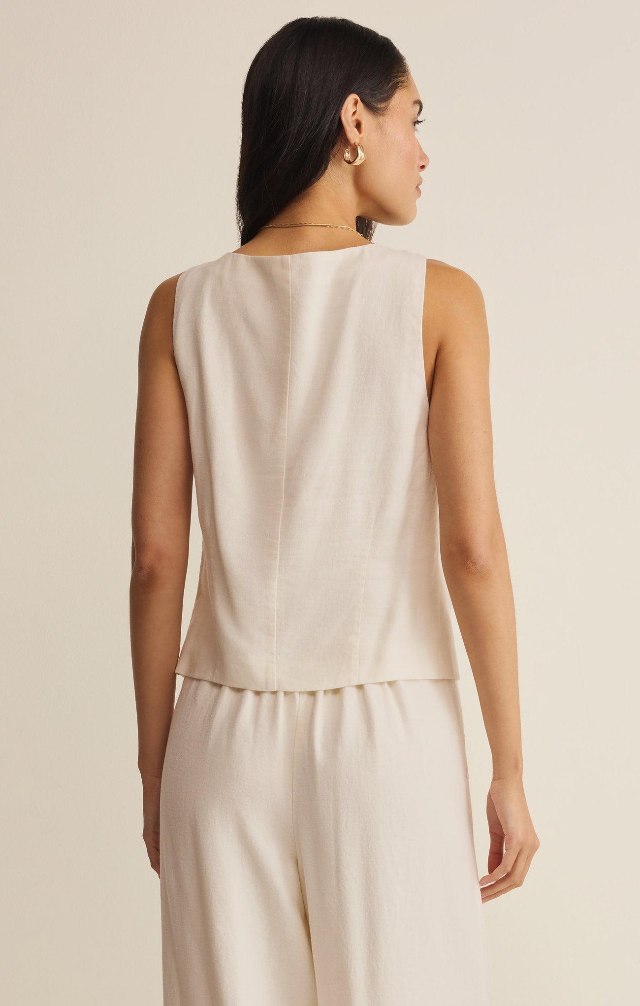 Roman Linen Vest - Cloud Back