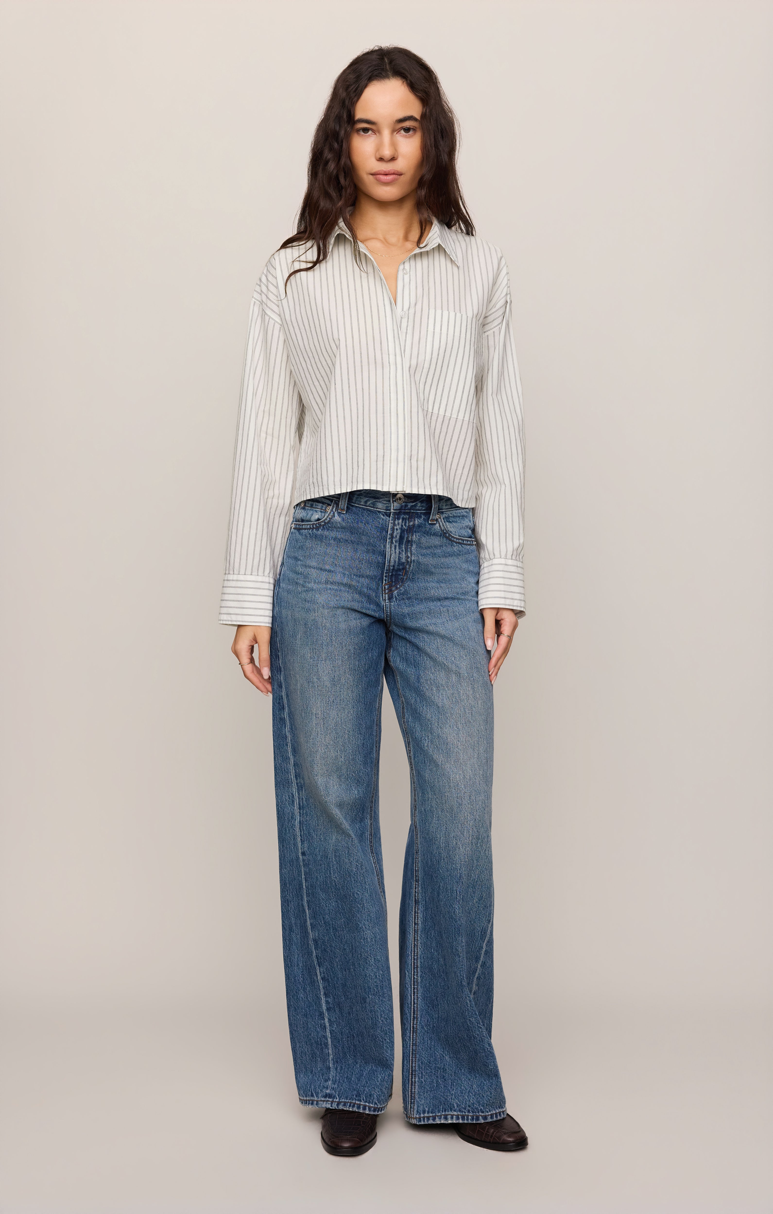 Favorite Striped Button Up full body