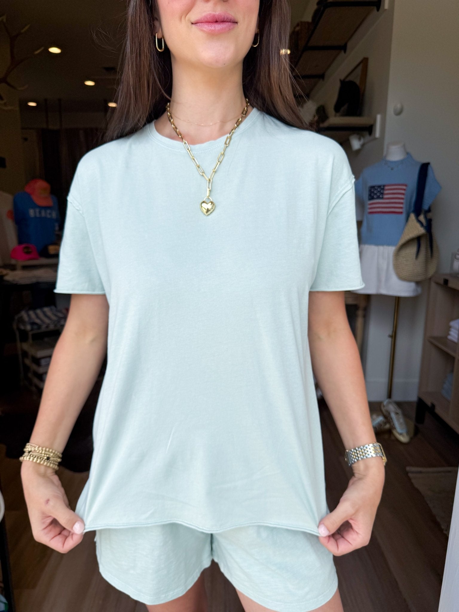 Alex Jersey Tee- Cloud Blue - Elk + Elm