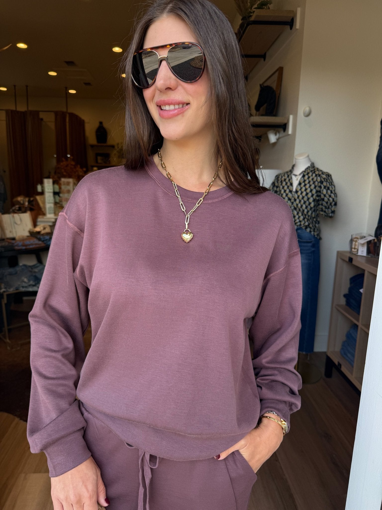 All Day Crew Sweatshirt - Plum - Elk + Elm