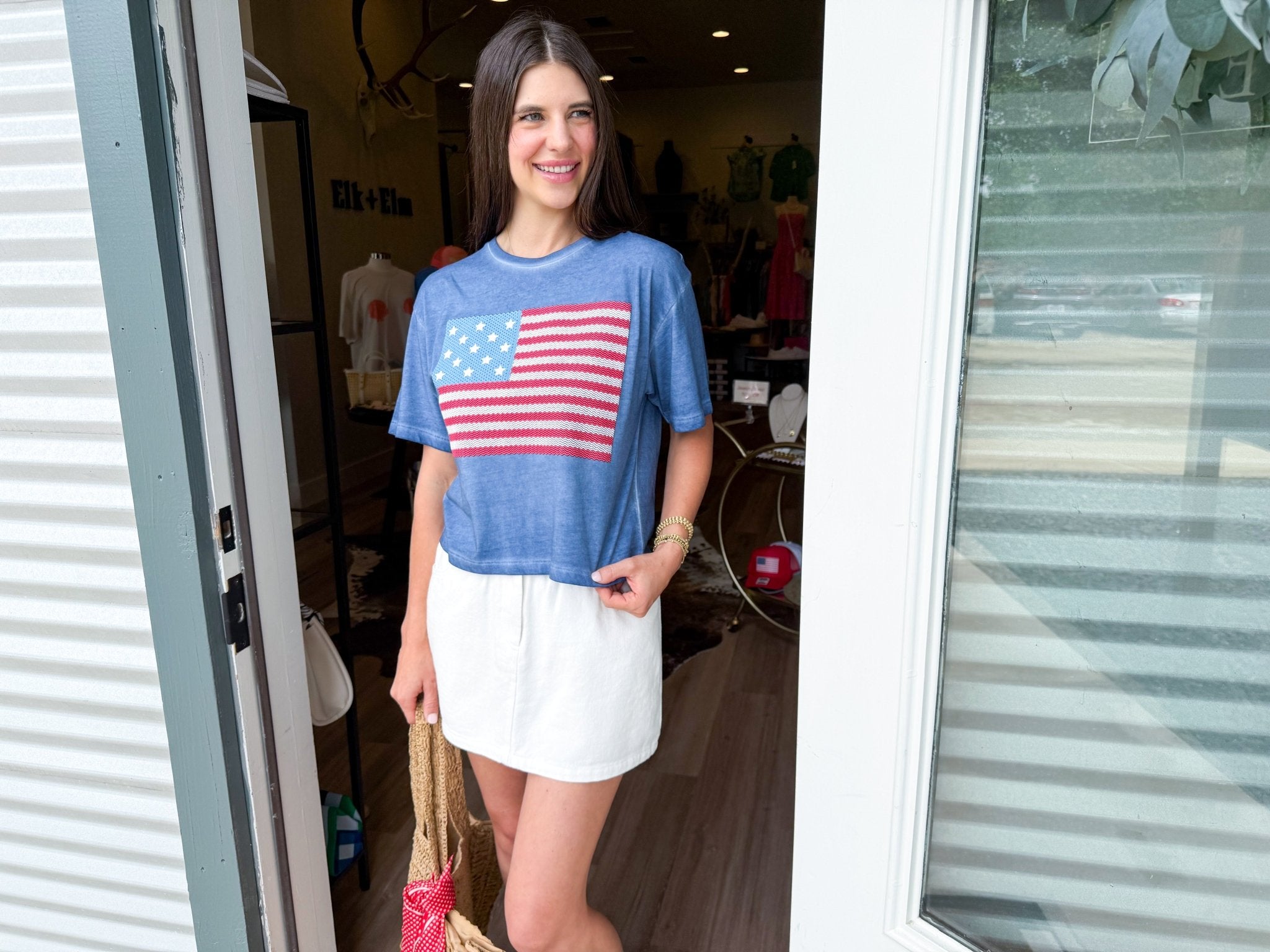American Flag "puff" Tee - Elk + Elm