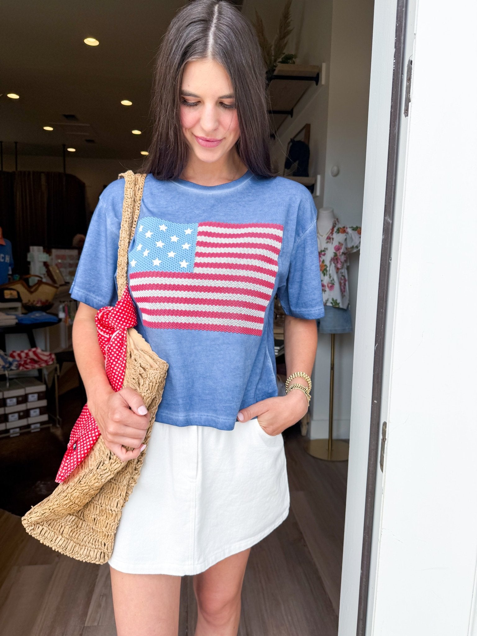 American Flag "puff" Tee - Elk + Elm