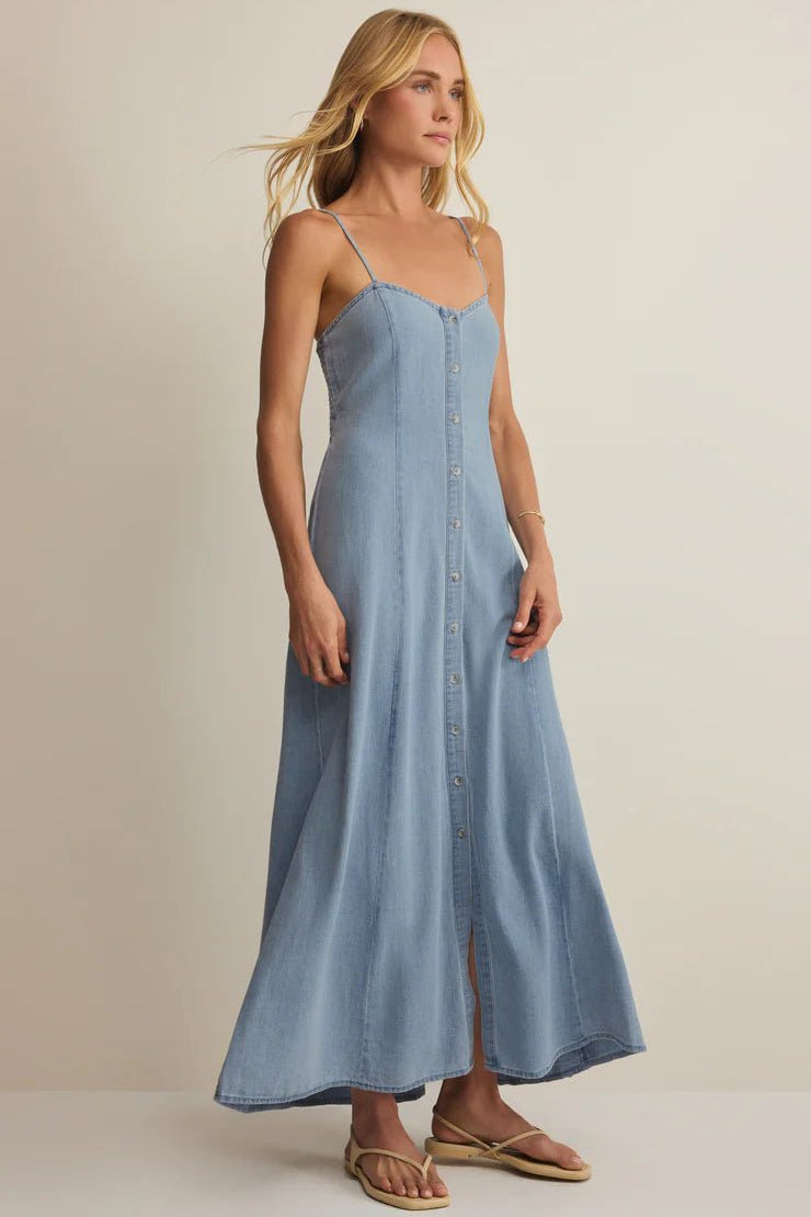 Angel Eyes Twill Midi Dress - Elk + Elm