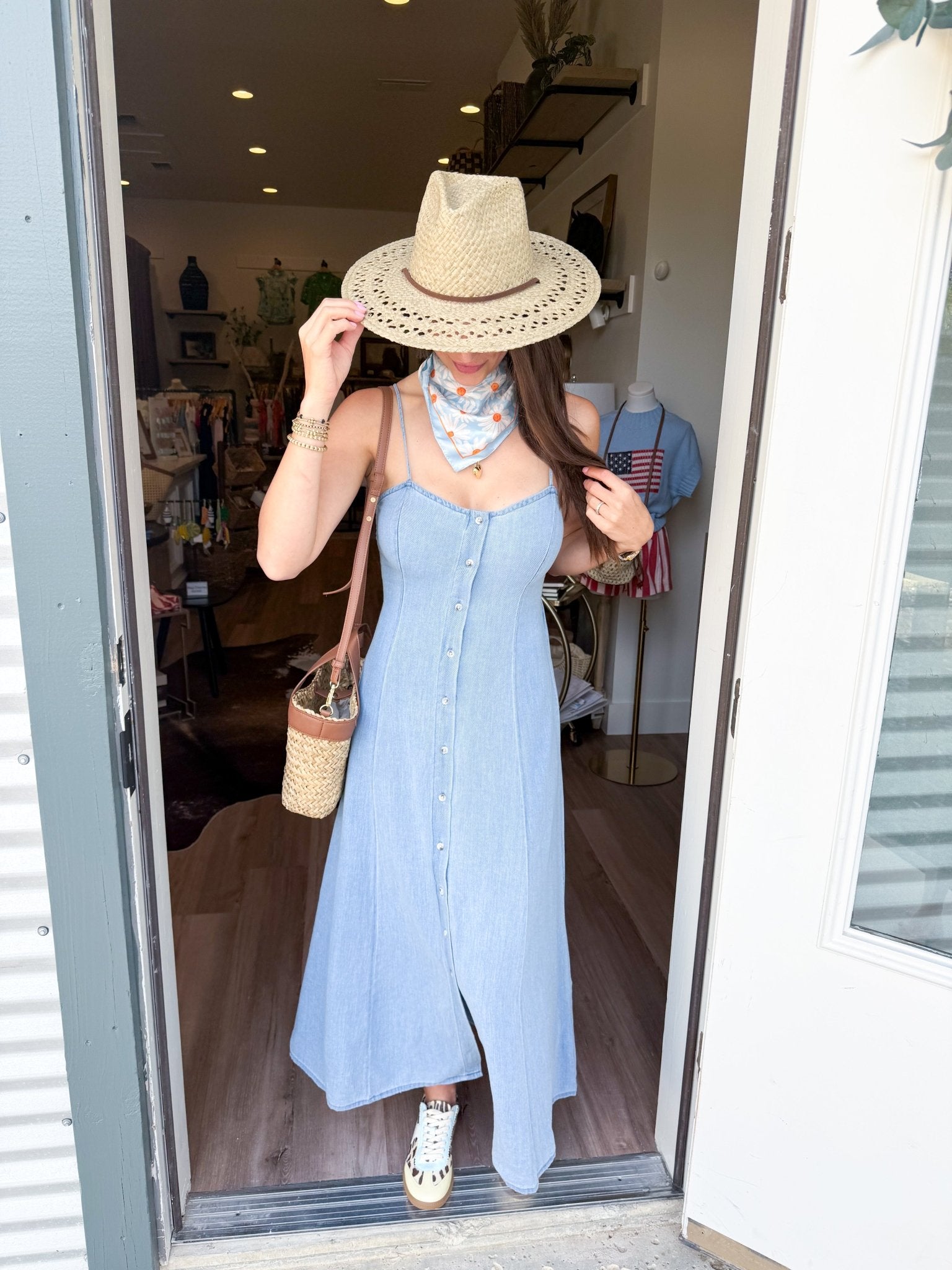 Angel Eyes Twill Midi Dress - Elk + Elm