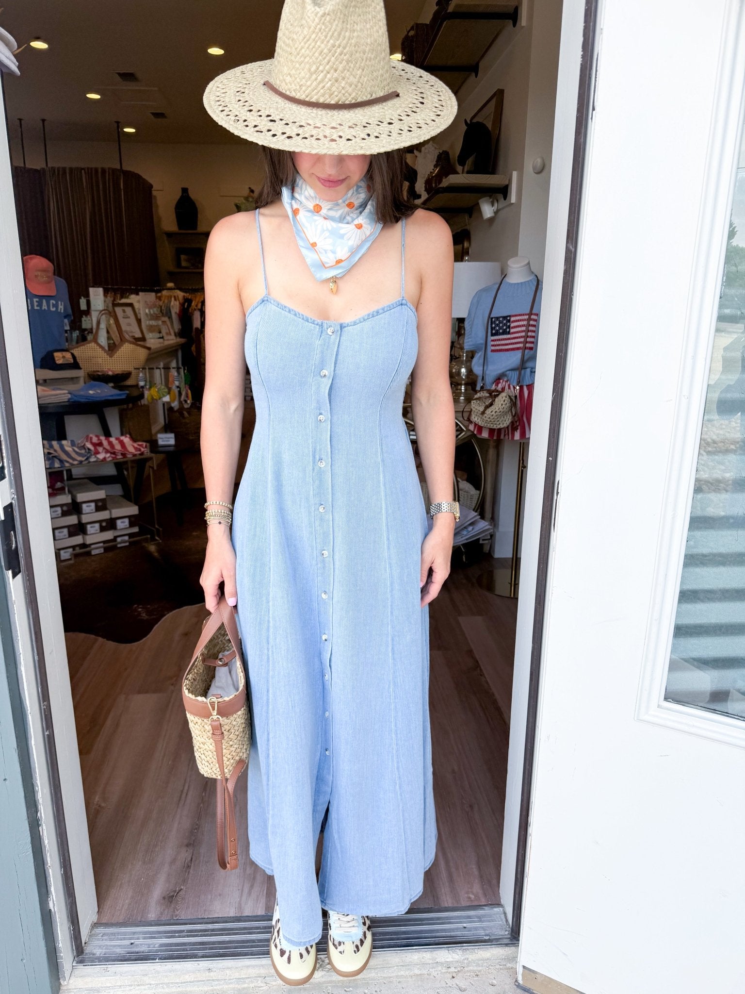 Angel Eyes Twill Midi Dress - Elk + Elm