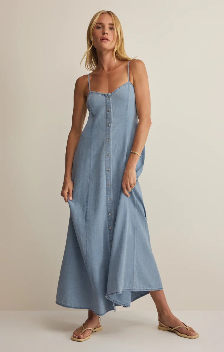 Angel Eyes Twill Midi Dress - Elk + Elm