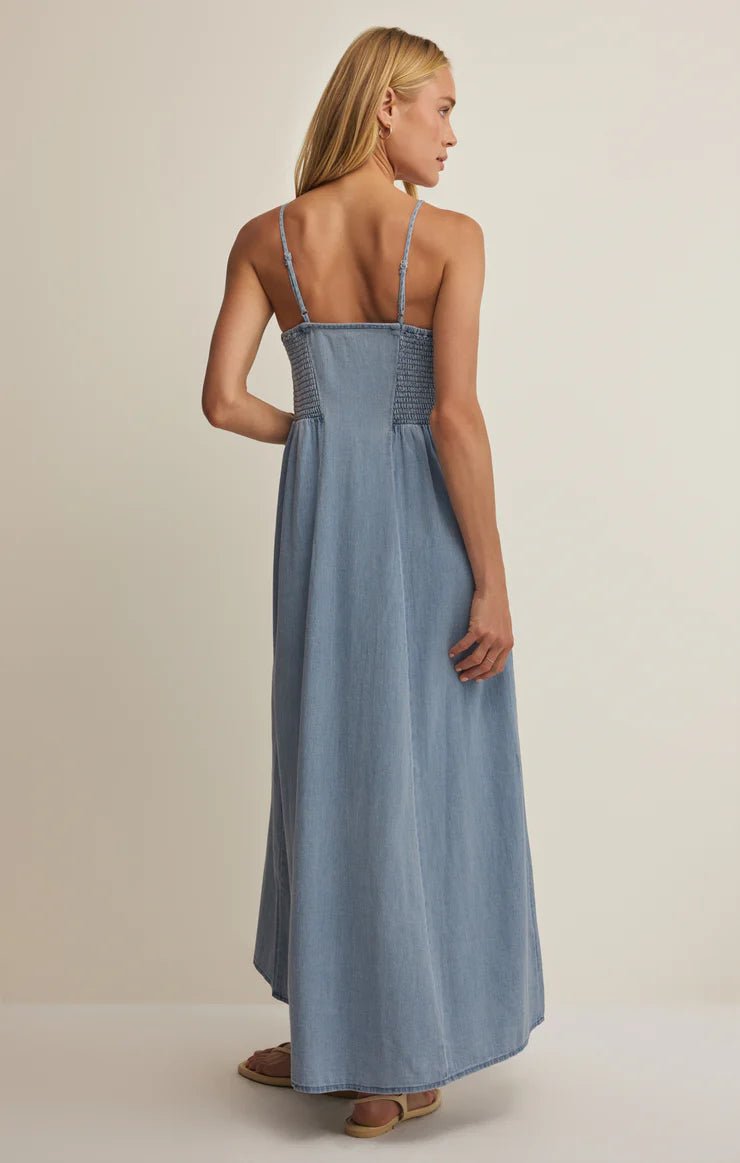 Angel Eyes Twill Midi Dress - Elk + Elm
