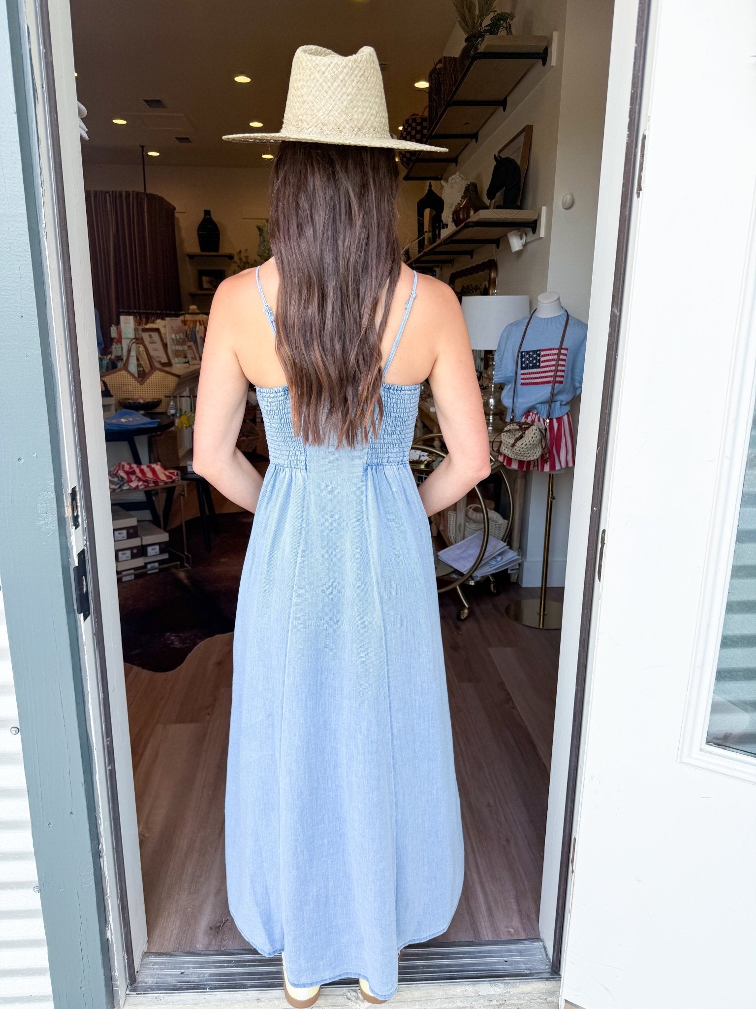 Angel Eyes Twill Midi Dress - Elk + Elm