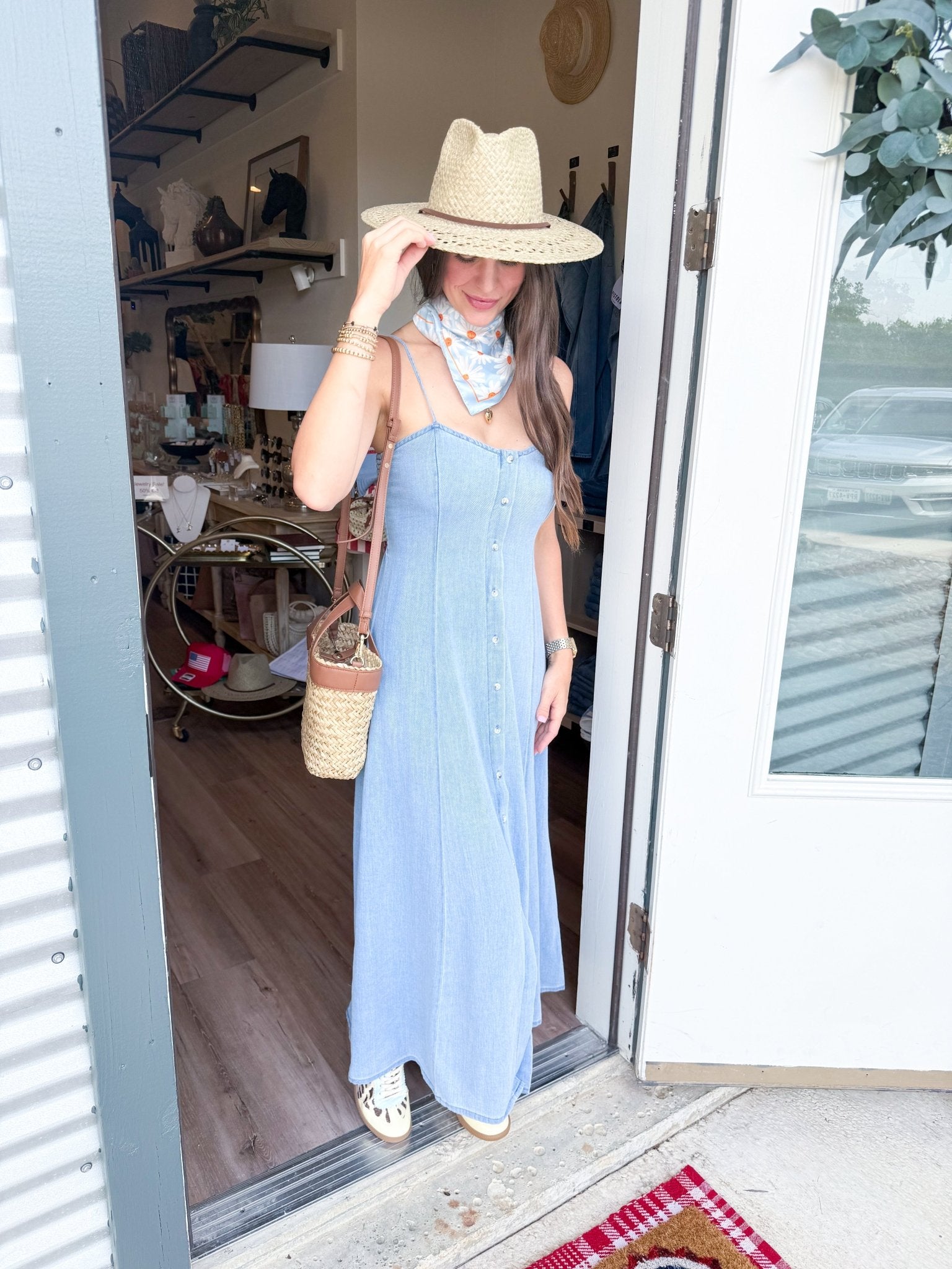 Angel Eyes Twill Midi Dress - Elk + Elm