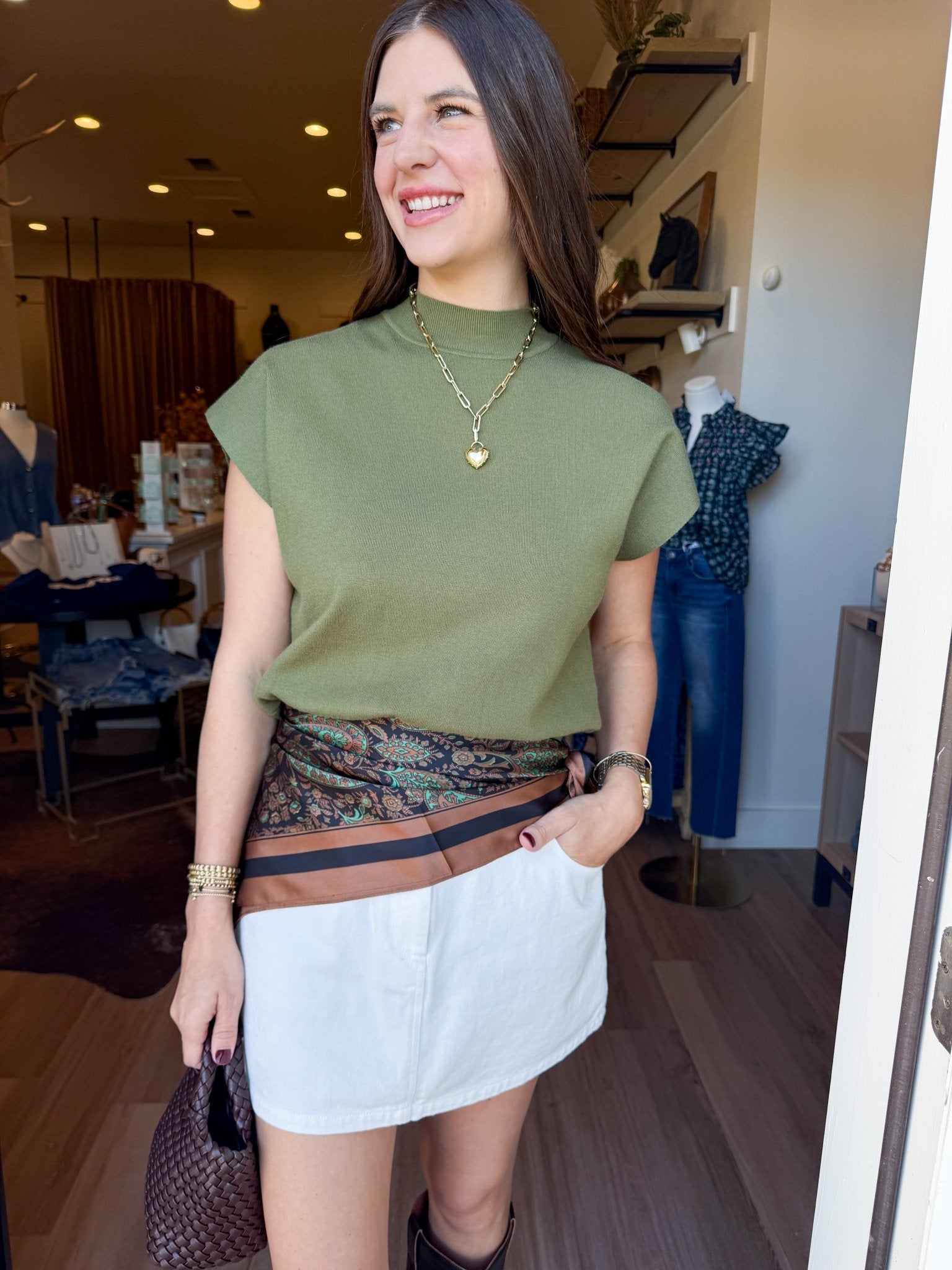 Arden Mock Neck Top - Elk + Elm