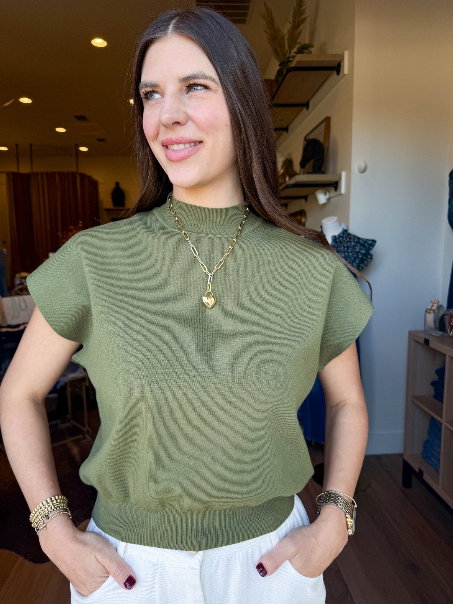 Arden Mock Neck Top - Elk + Elm