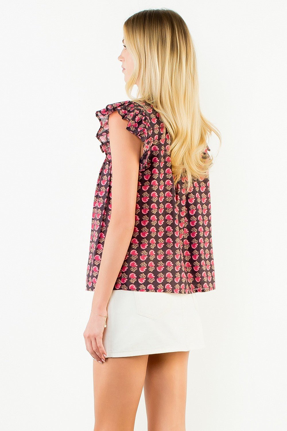 Autumn Bloom Flutter Top - Elk + Elm