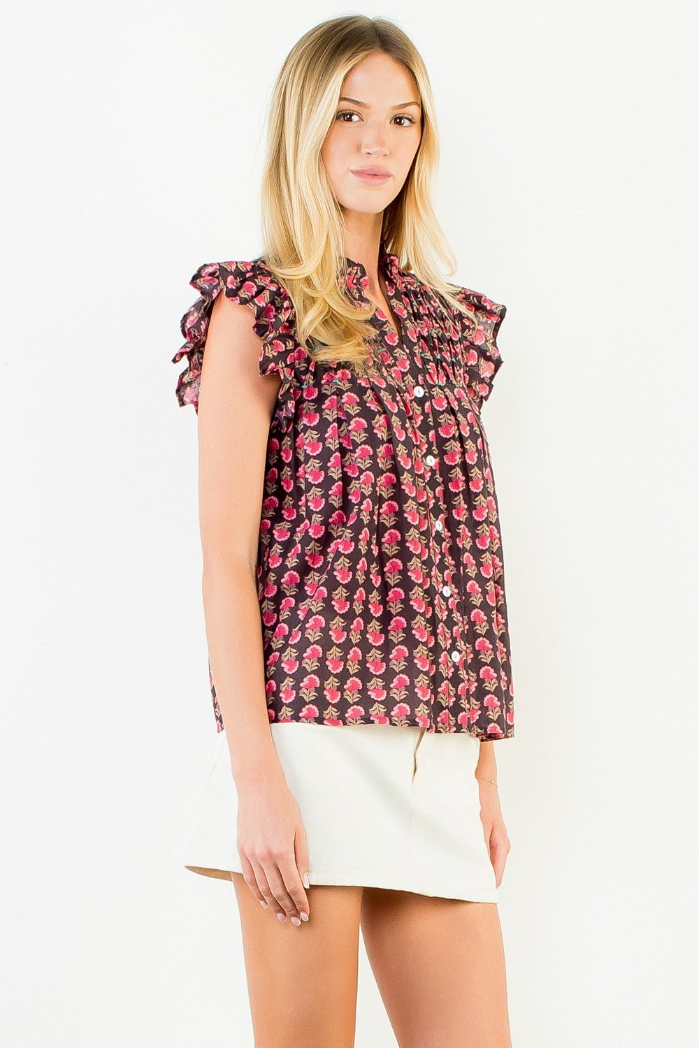 Autumn Bloom Flutter Top - Elk + Elm