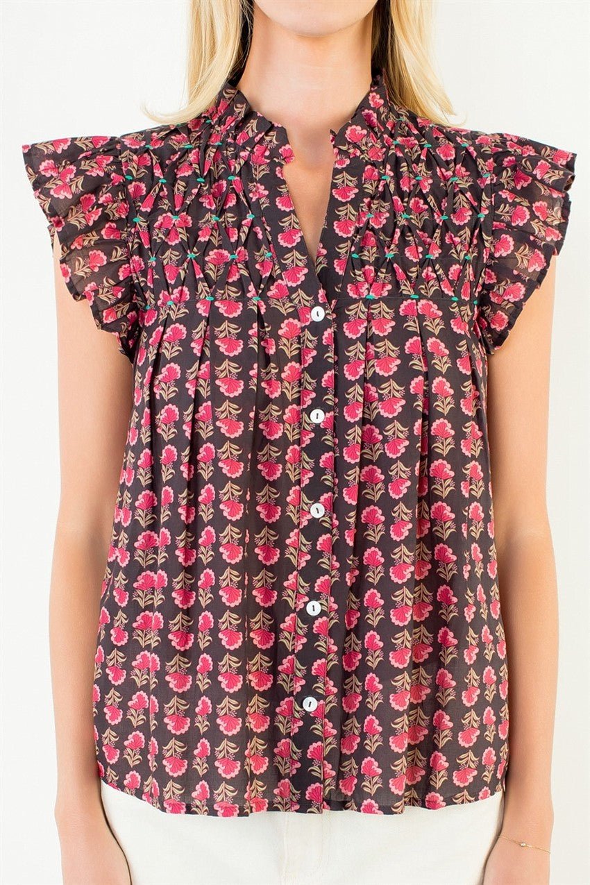 Autumn Bloom Flutter Top - Elk + Elm