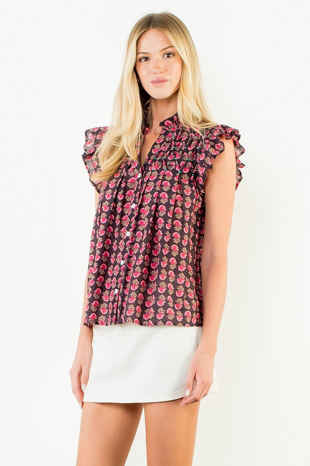 Autumn Bloom Flutter Top - Elk + Elm