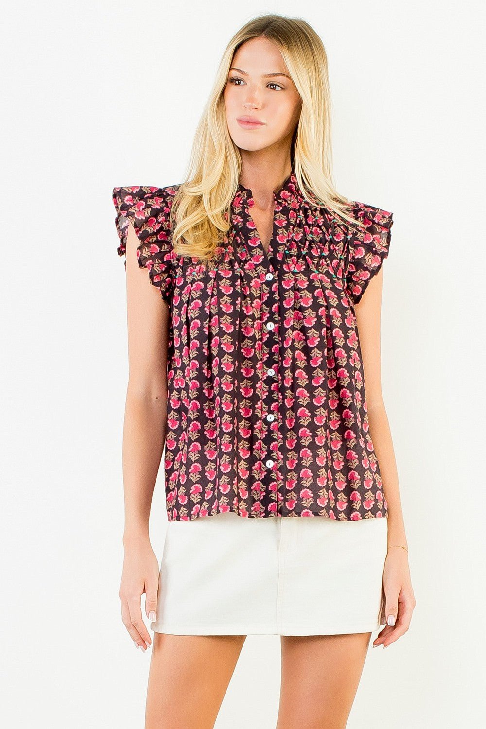 Autumn Bloom Flutter Top - Elk + Elm
