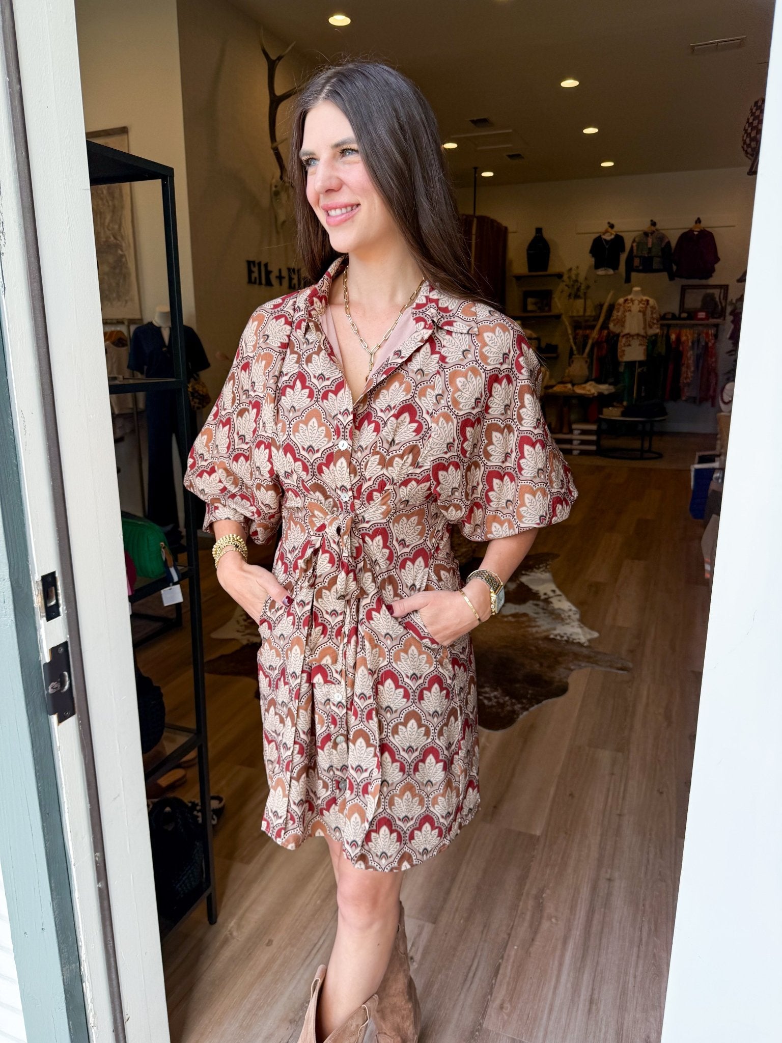 Autumn Tapestry Shirt Dress - Elk + Elm