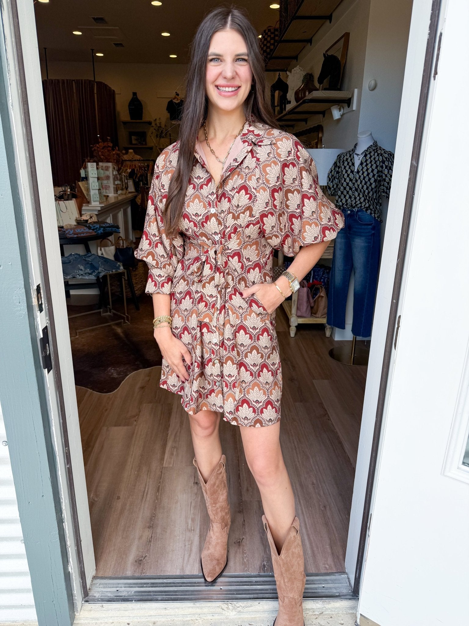 Autumn Tapestry Shirt Dress - Elk + Elm