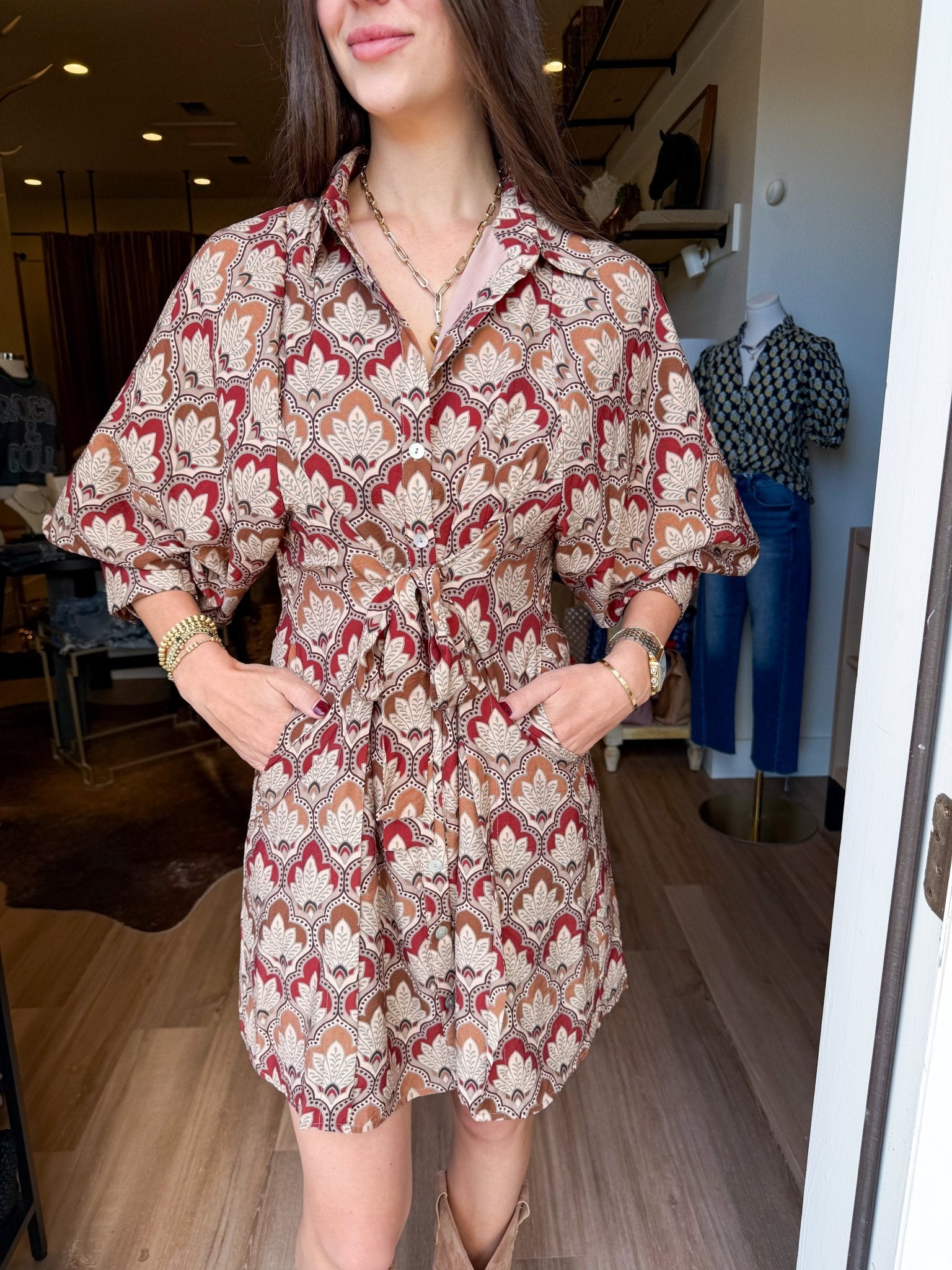 Autumn Tapestry Shirt Dress - Elk + Elm