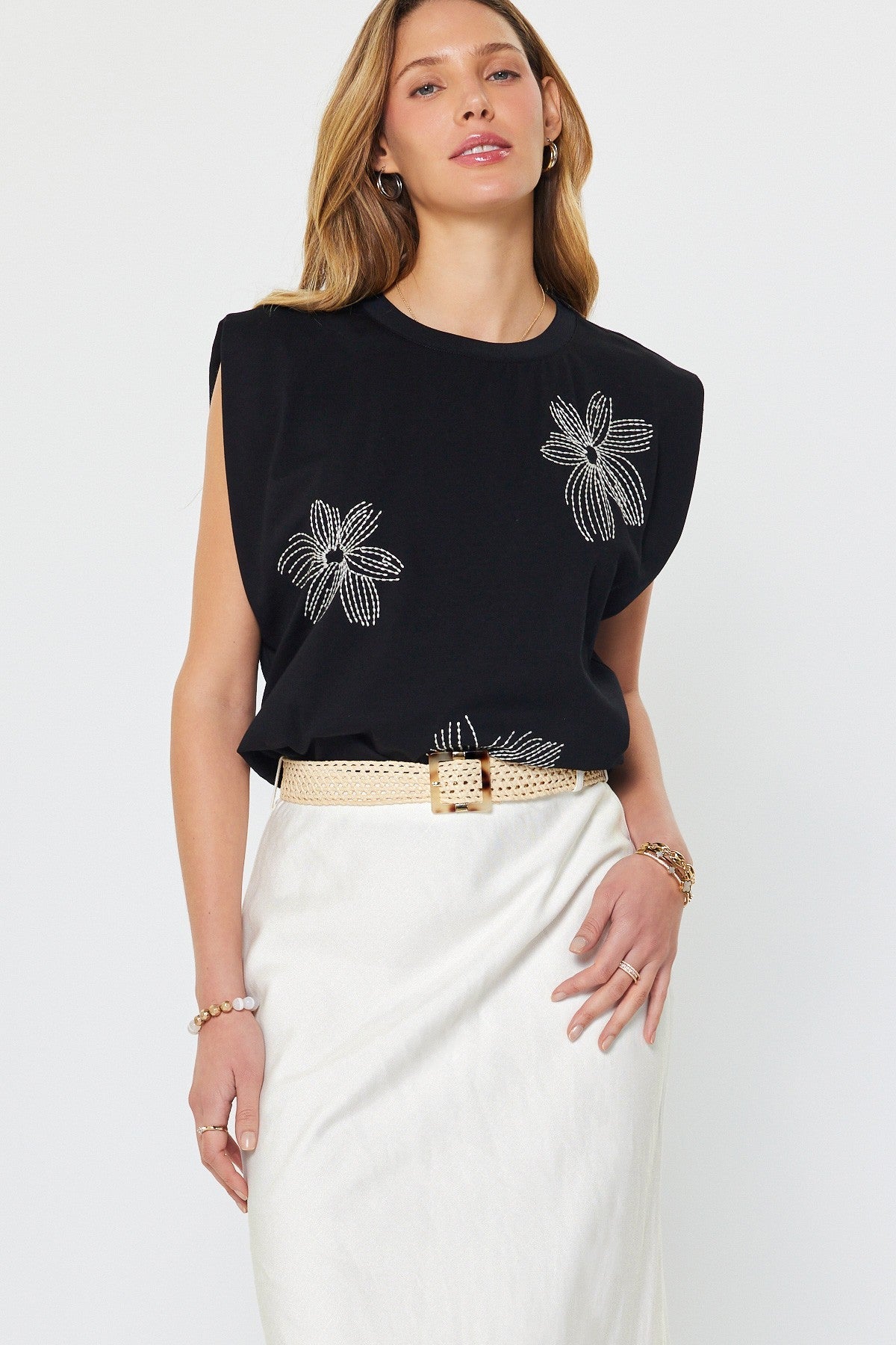 Black Dahlia Sleeveless Tee - Elk + Elm
