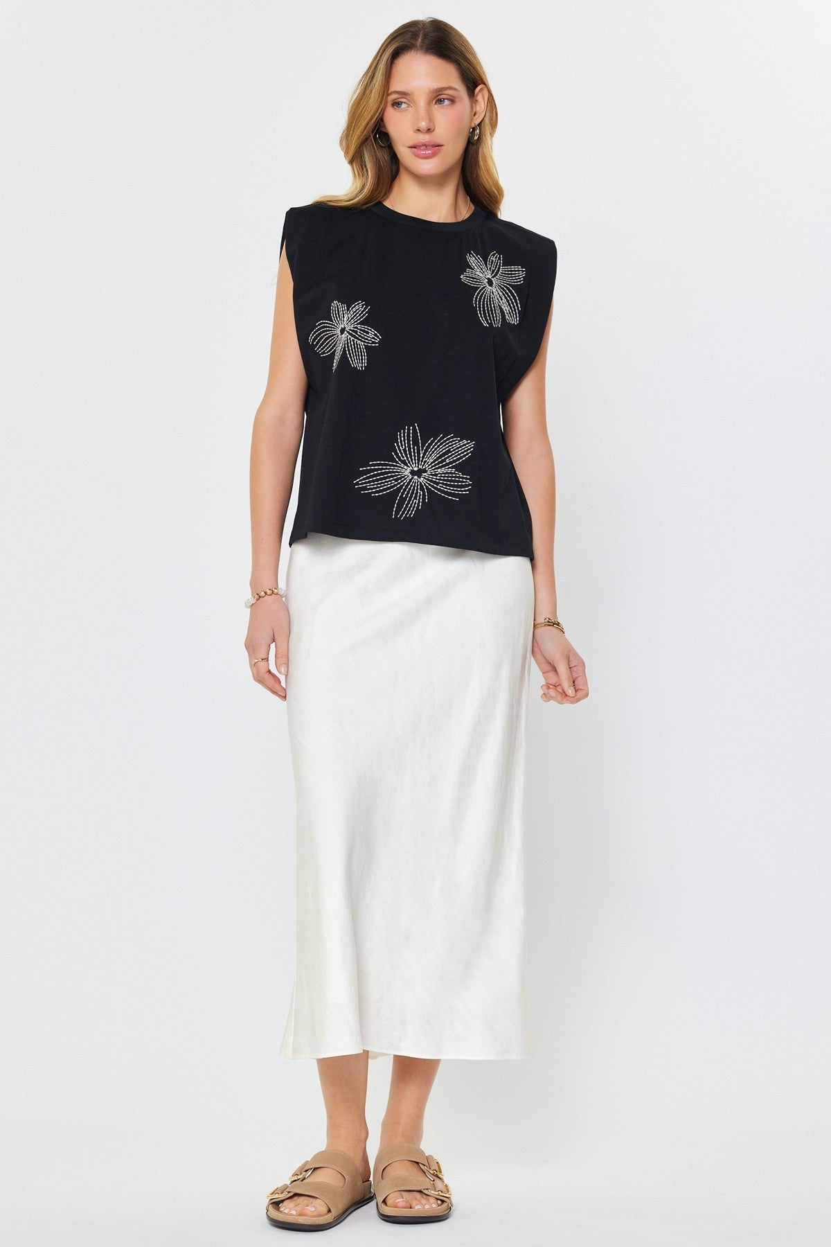 Black Dahlia Sleeveless Tee - Elk + Elm