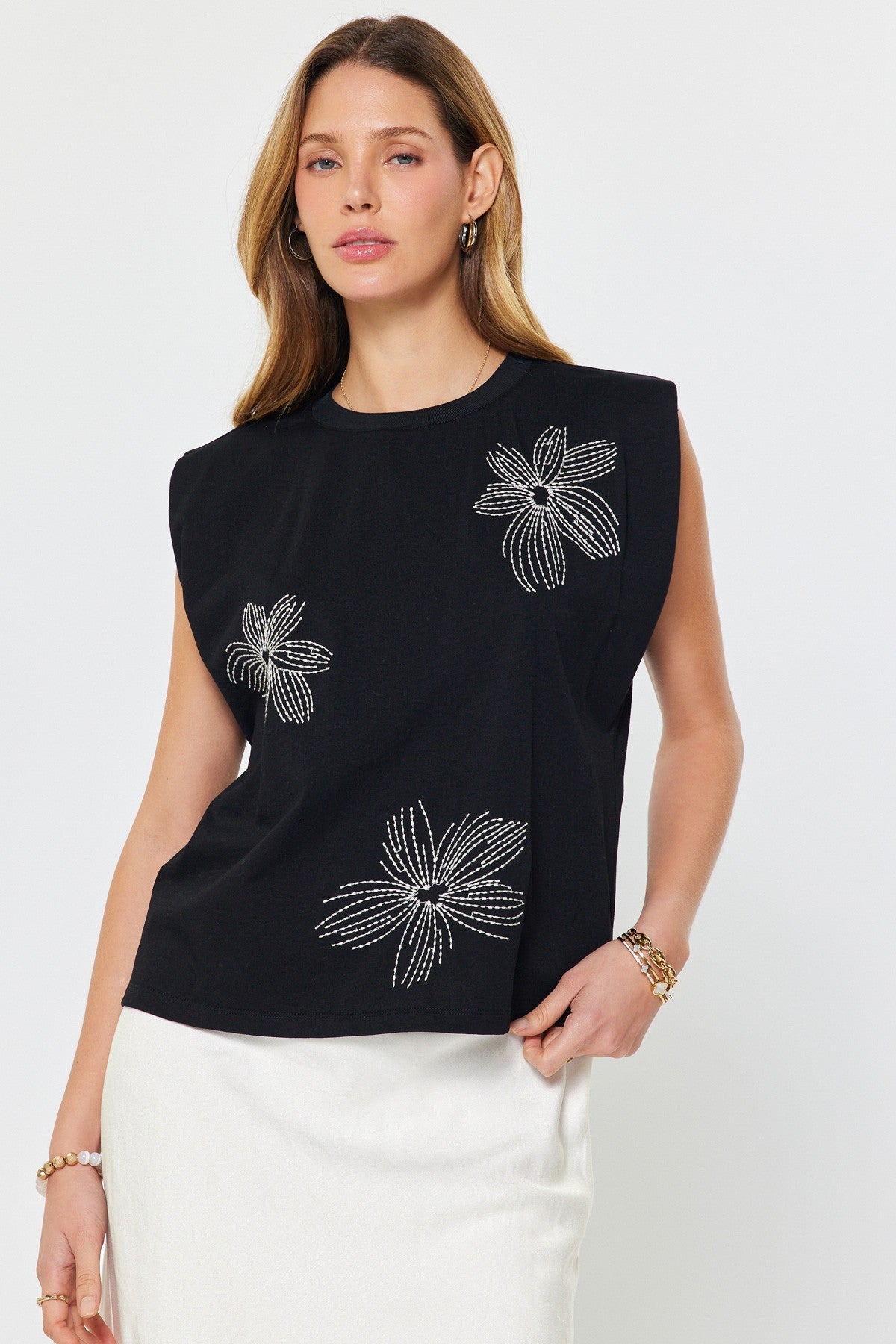 Black Dahlia Sleeveless Tee - Elk + Elm