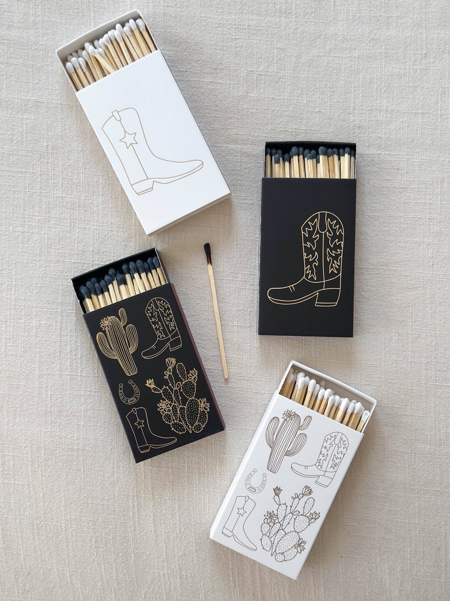 Black Oversized Cowboy Boot & Cactus Matches - Elk + Elm