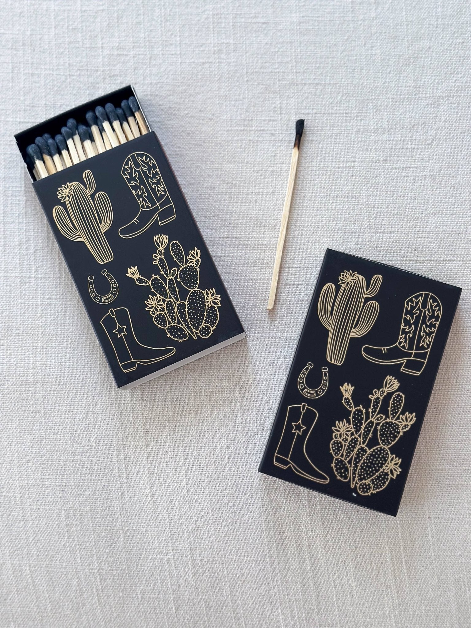 Black Oversized Cowboy Boot & Cactus Matches - Elk + Elm