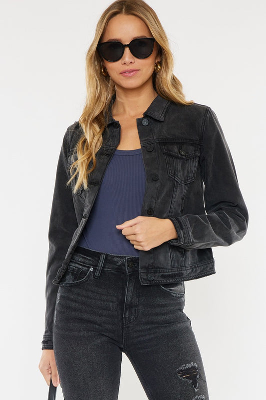 Distressed Denim Jacket - Black