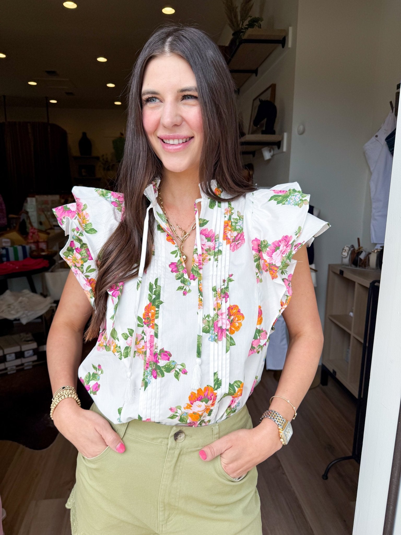 Bloom Flutter Sleeve Cotton Top - Elk + Elm