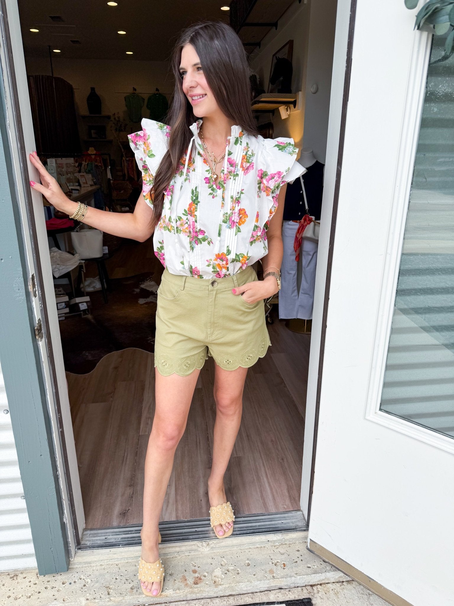 Bloom Flutter Sleeve Cotton Top - Elk + Elm