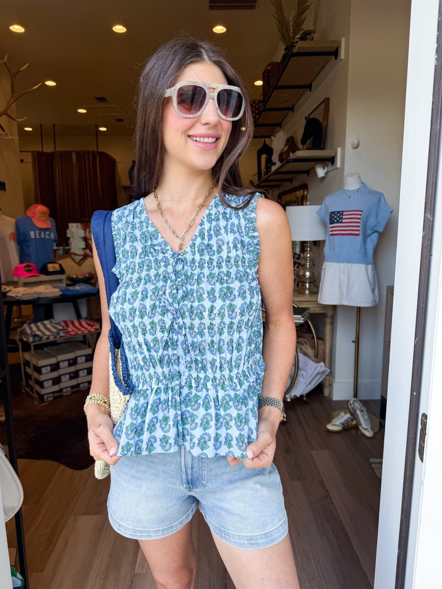 Bluebell Smocked Floral Top - Elk + Elm