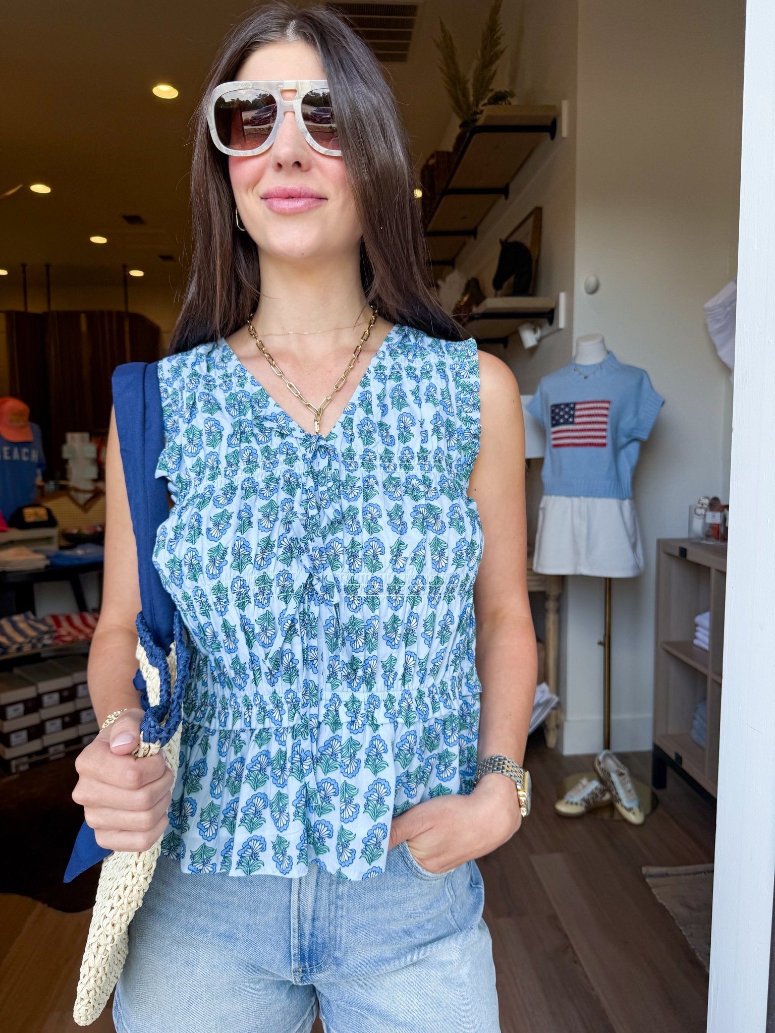 Bluebell Smocked Floral Top - Elk + Elm