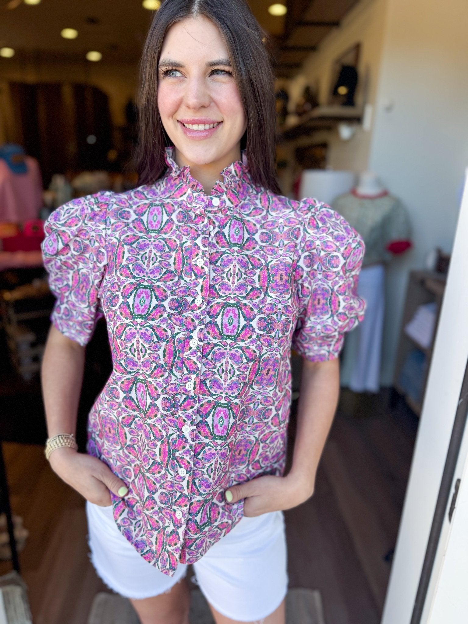 Blush Garden Puff Sleeve Top - Elk + Elm