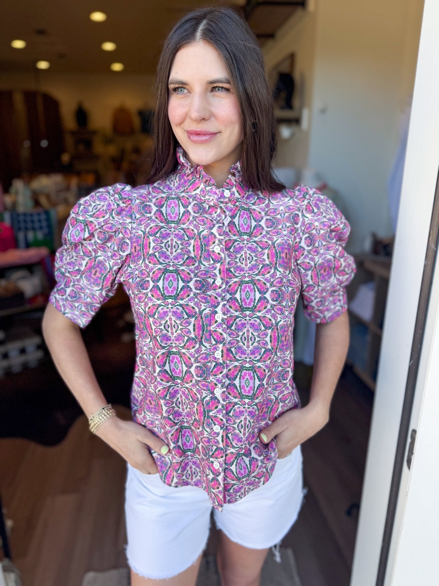 Blush Garden Puff Sleeve Top - Elk + Elm
