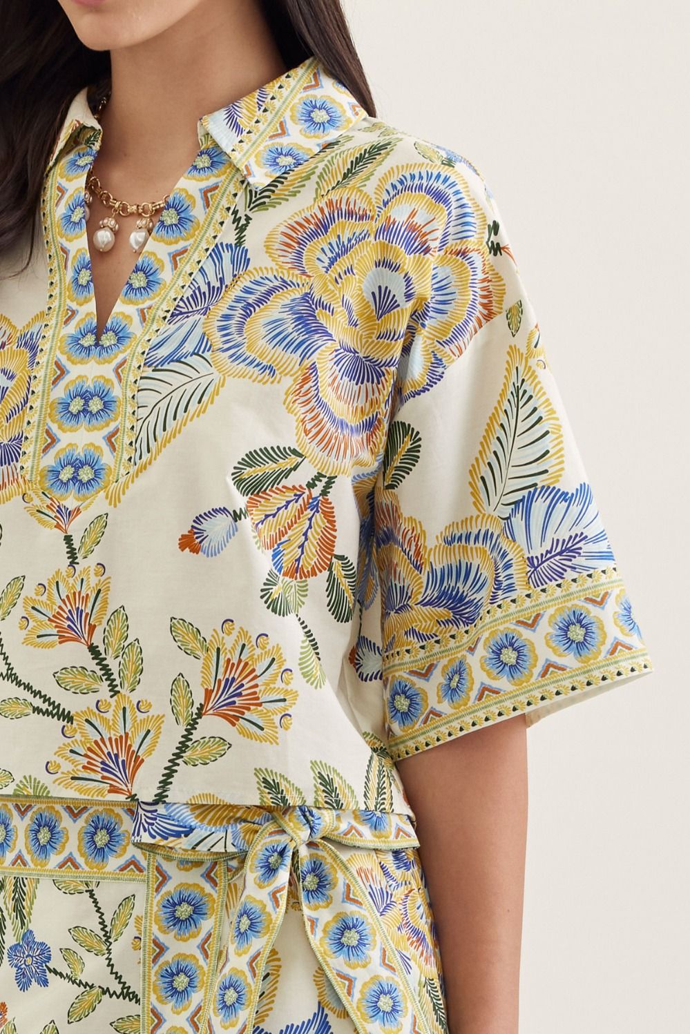 Botanical Split Neck Top - Elk + Elm