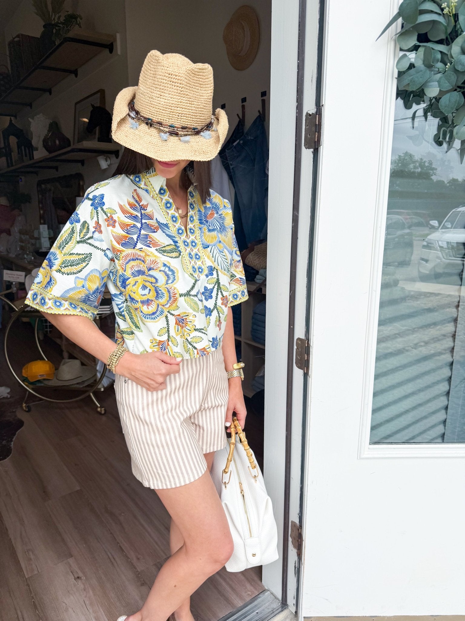 Botanical Split Neck Top - Elk + Elm