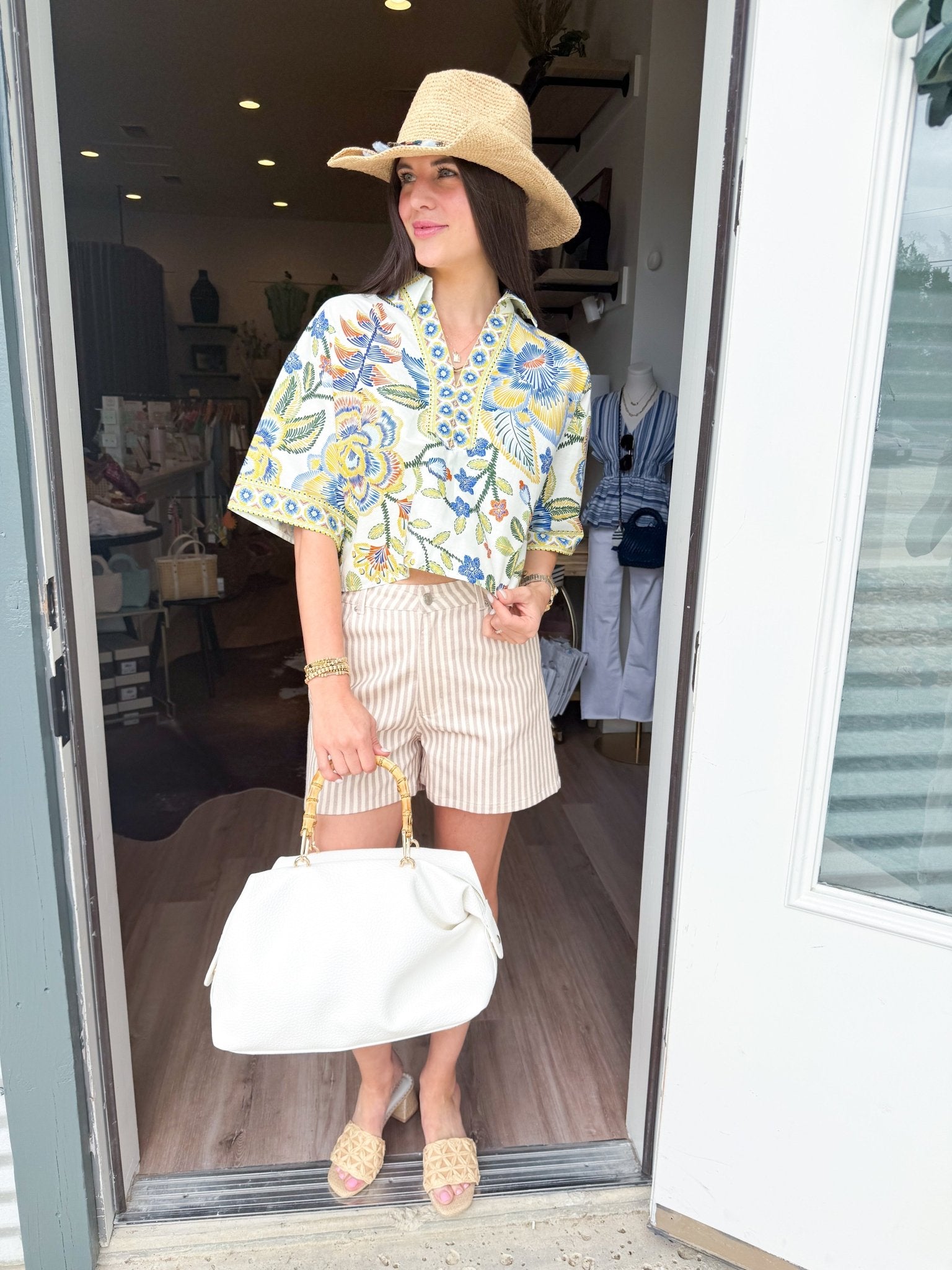 Botanical Split Neck Top - Elk + Elm