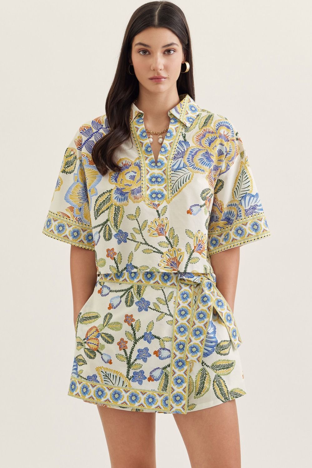 Botanical Split Neck Top - Elk + Elm