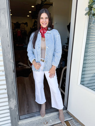 Boulder Knit Denim Jacket - Elk + Elm