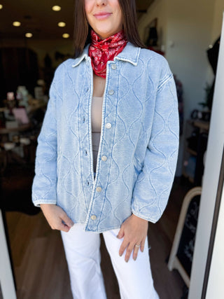 Boulder Knit Denim Jacket - Elk + Elm