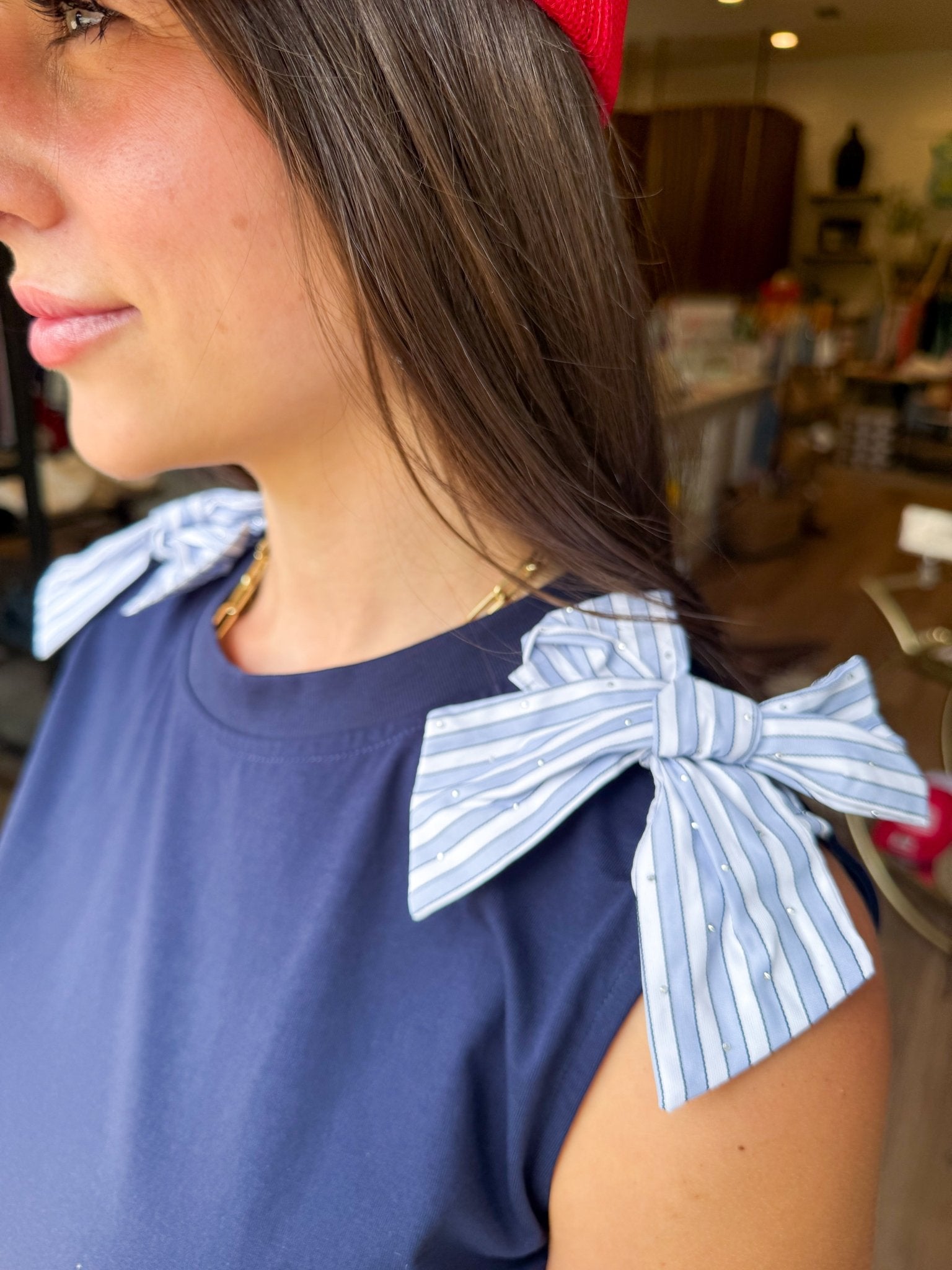 Bow Shoulder Knit Tank - Elk + Elm