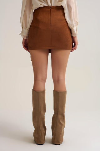 Camel Studded MIni Skirt - Elk + Elm