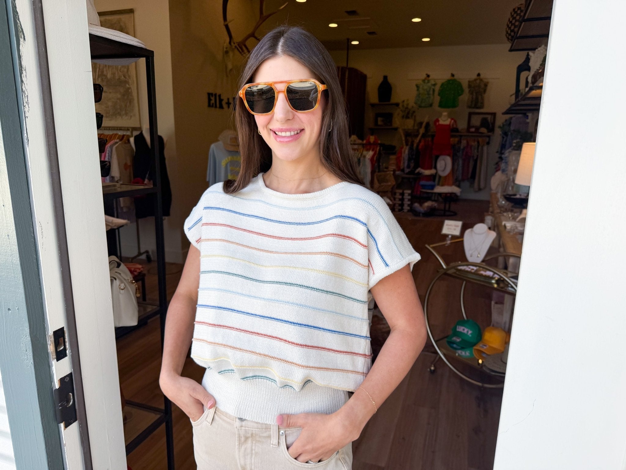 Candy Stripe Knit Top - Elk + Elm