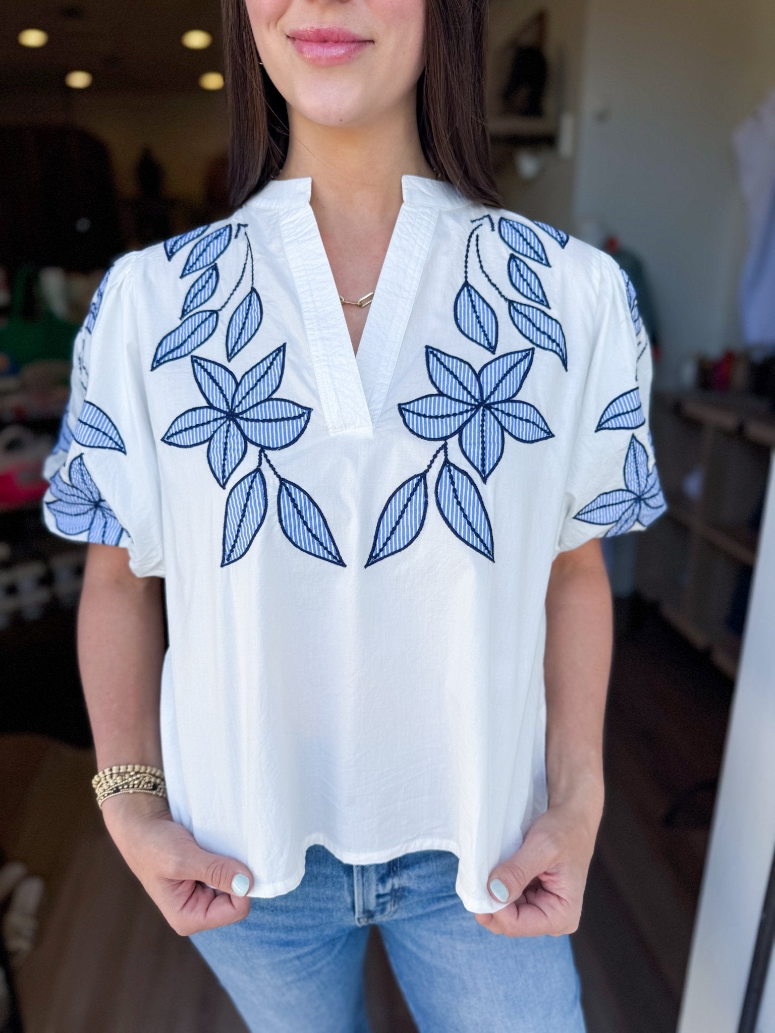 Capri Embroidered Top - Elk + Elm