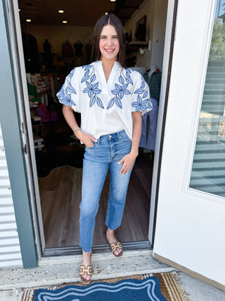 Capri Embroidered Top - Elk + Elm