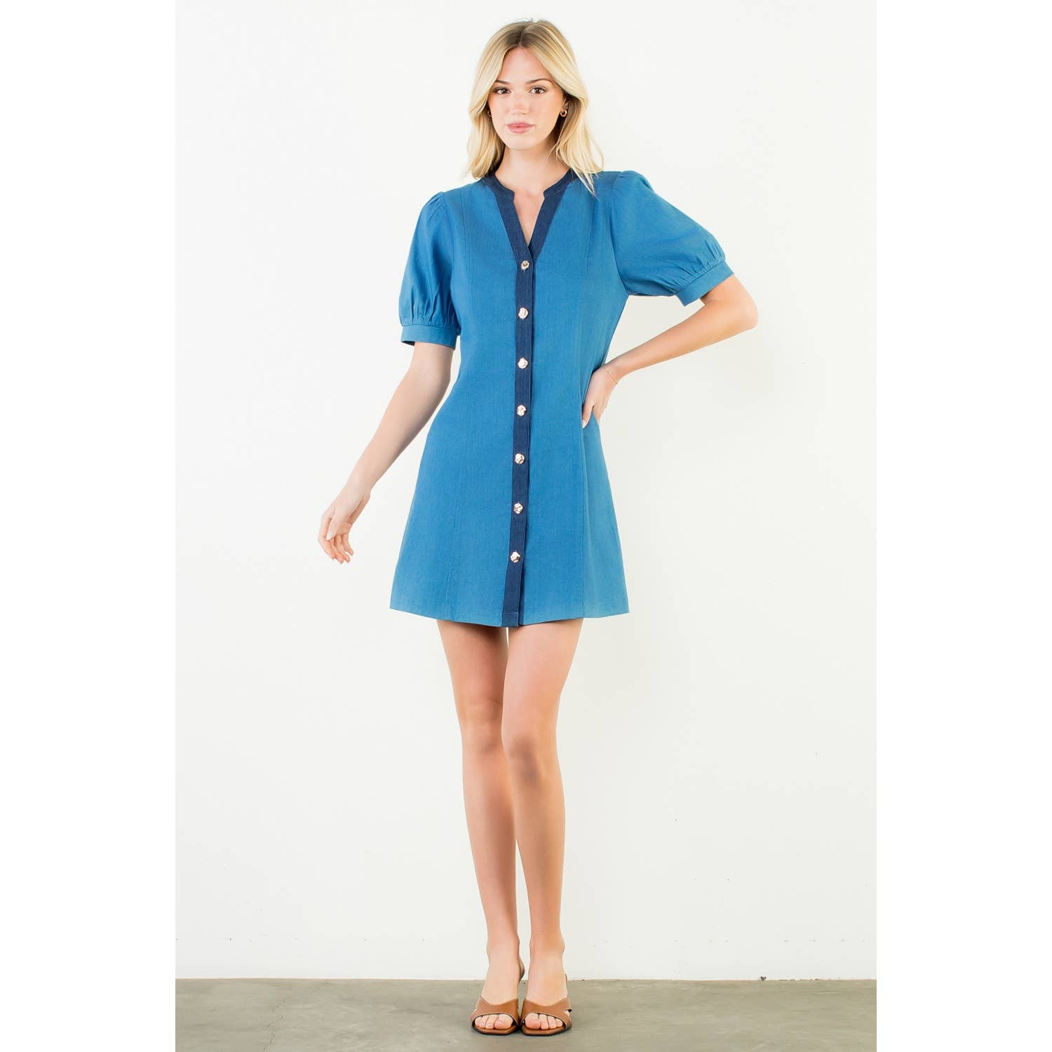Cassidy Denim Mini Dress - Elk + Elm