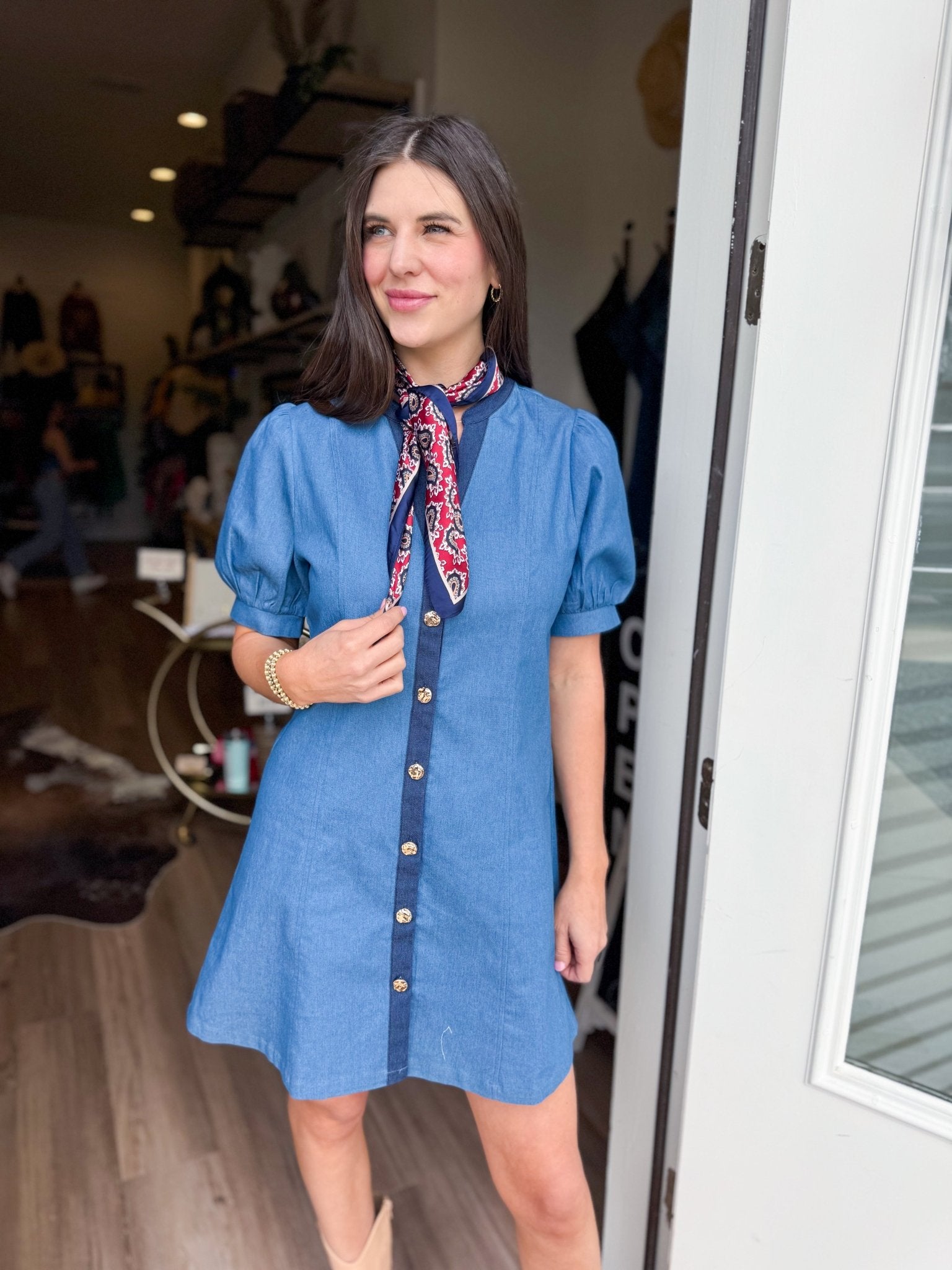 Cassidy Denim Mini Dress - Elk + Elm