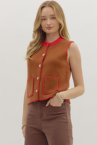 Chase Sweater Vest - Brown