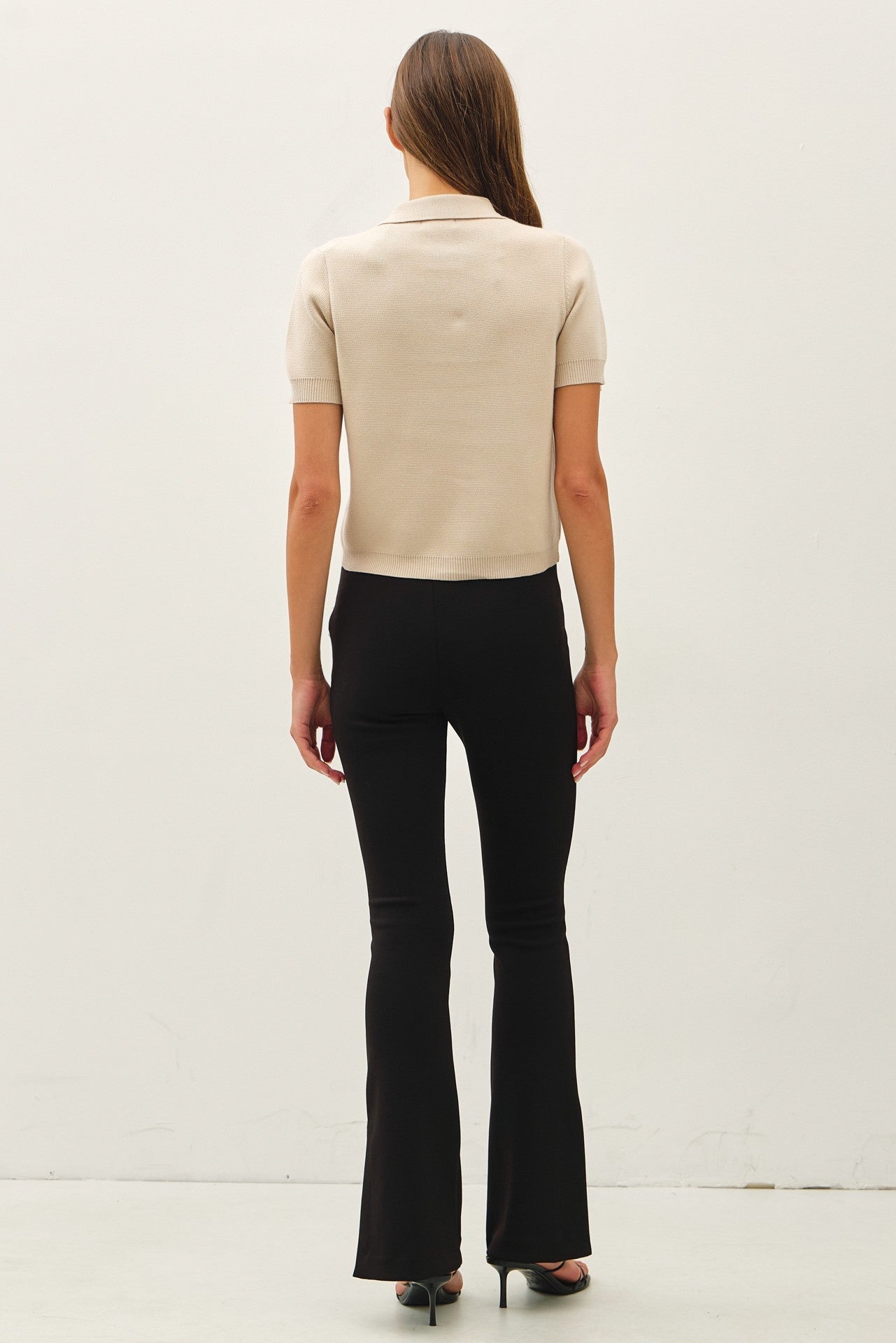 Chic Knit Button - Up Collared Top – Taupe - Elk + Elm